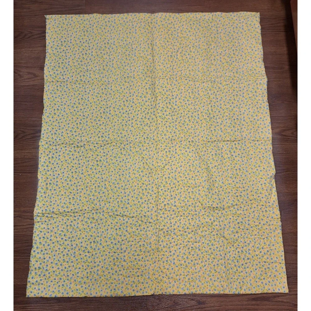 VTG 80s 90s ABC Alphabet Baby Blanket Quilt Patchwork Style Yellow Bunnies